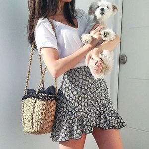 NWT Zara Daisy Ruffle Mini Skirt